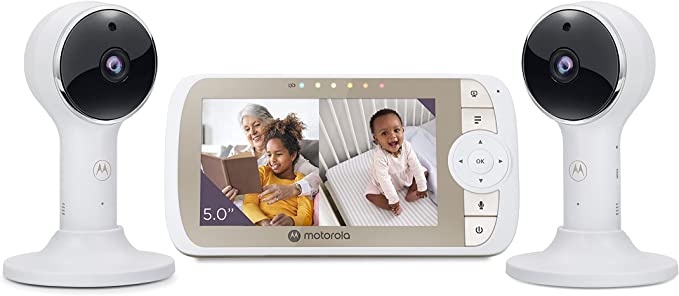 Motorola Baby Monitor VM65 - 5" WiFi Video Baby Monitor with 2 Cameras HD 1080p, Connects to Smart Phone App, 1000ft Long Range, Two-Way Audio, Remote Pan-Tilt-Zoom, Room Temp, Lullabies, Night Vision