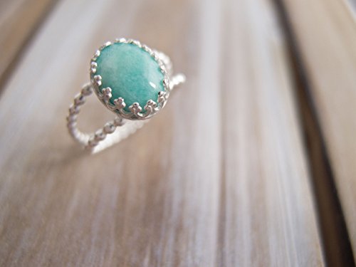 Womens Sterling Silver Amazonite Ring
