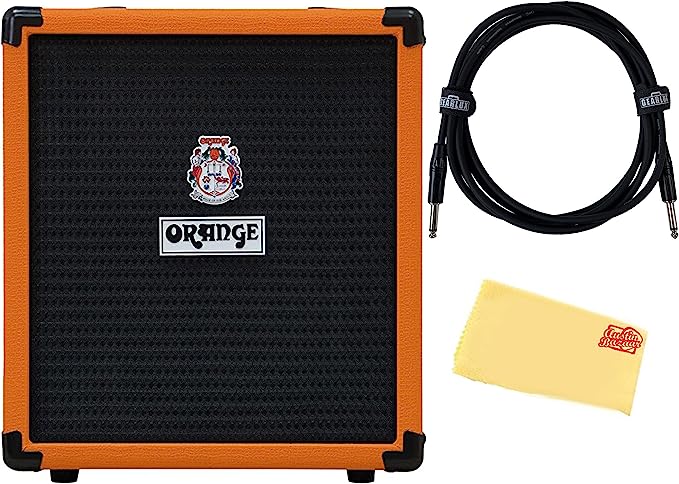 Orange Crush 25 Bass Guitar Combo Amplifier Bundle with Instrument Cable and Austin Bazaar Polishing Cloth