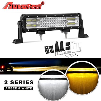 LED Light Bar, Autofeel 12 inch 210W 8D Quad Row Driving Lights Emergency Lights Fog Light Snow Lights Flashing Amber Light Spot Flood Combo Beam Light Bar Off Road Lights for Truck Jeep ATV UTV