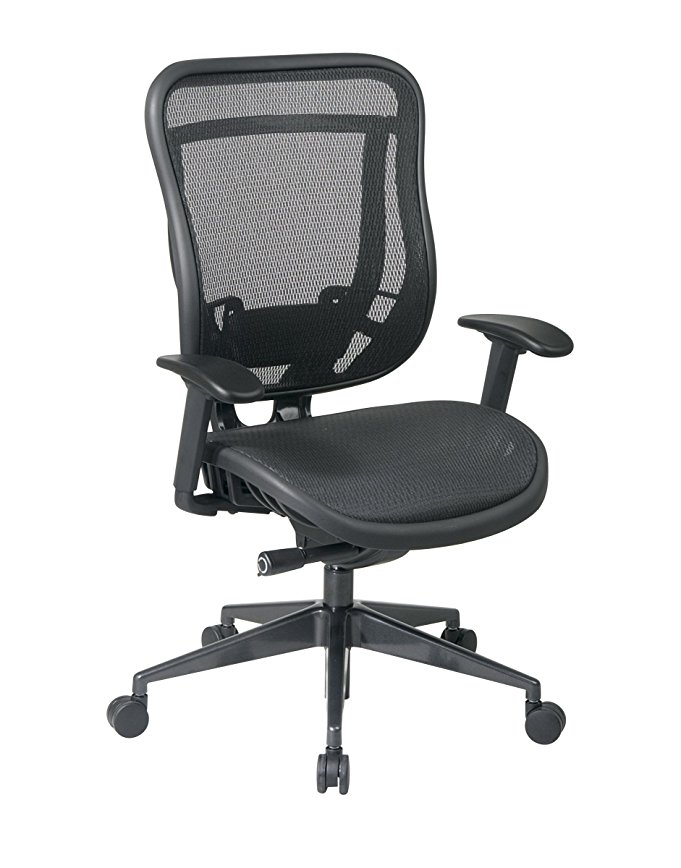 SPACE Seating Breathable Mesh High Back and Seat, Ultra 2-to-1 Synchro Tilt Control, Seat Slider and Gunmetal Finish Executive Chair