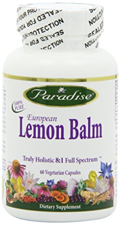 Paradise Herbs Balm 8:1 Vegetarian Capsules, Lemon, 60 Count