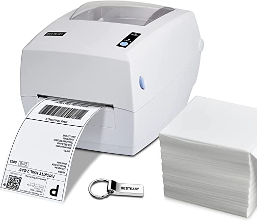 BESTEASY Thermal Label Printer,4x6 Shipping Label Printer High Speed Commercial Direct Thermal Label Maker Compatible with Amazon, Ebay, Etsy, Shopify and FedEx (White)