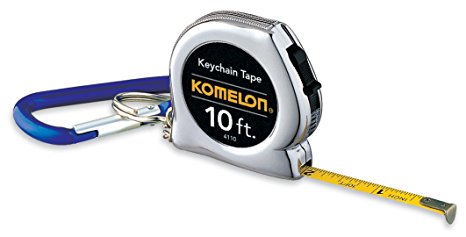 Komelon 4110CS Keychain Tape Measure Acrylic Coated Steel Blade 10 ft by 1/4-Inch, Chrome