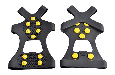 WAYPOR Ice Grips, Traction Cleats, Ice Cleat, Easy Slip On, Outdoor Durable, 10 Steel Studs, Stretchable, Prevent Slipping From Ice/Snow, Extra Studs Included In Each Package.