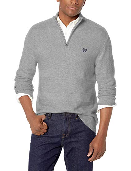 Chaps Men's Classic Fit Textured Quarter Zip Sweater