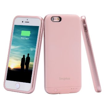 iPhone 6 6s Battery Case,Smiphee Ultra Slim Extended Charging Case for iPhone 6 6s(4.7 inch) with 2400mAh Capacity/Lightning Cable Input Mode-(Pink)