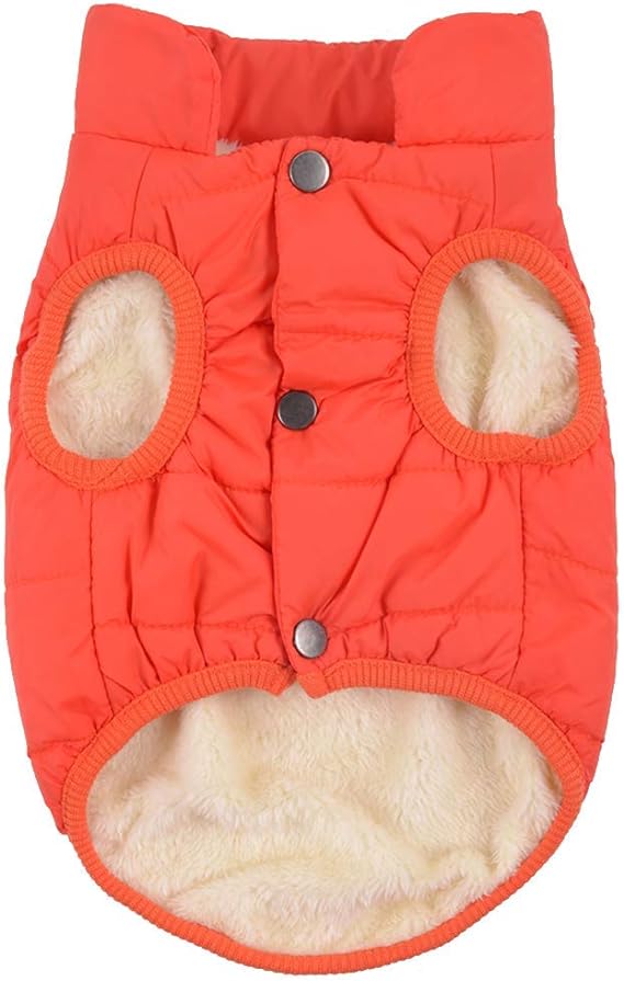 Rantow Padded Warm Winter Dog Coat Jackets Windproof Cozy Pet Dog Clothes Outfit Vest Suit for Small Medium Large Dogs, Red/Dark Blue/Brown (L, Orange)