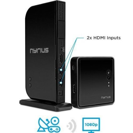 Nyrius ARIES Home Wireless HDMI 2x Input Transmitter and Receiver for Streaming HD 1080p 3D Video and Digital Audio from Cable box Satellite Bluray DVD PS4 PS3 Xbox One360 Laptops PC NAVS502