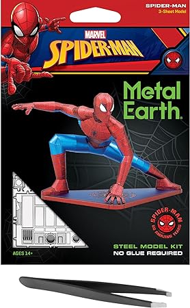 Metal Earth Fascinations Marvel Spider-Man 3D Metal Model Kit Bundle with Tweezers