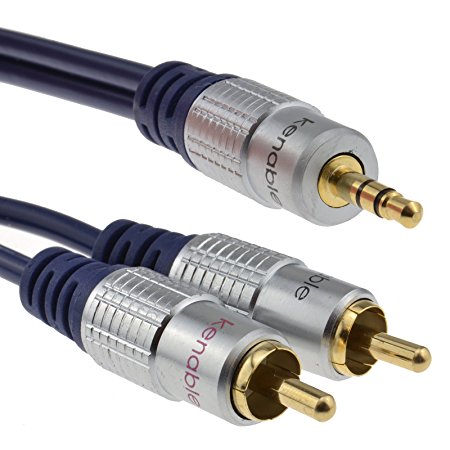 kenable Pure HQ OFC 3.5mm Stereo Jack to 2 RCA Phono Plugs Cable Gold 5m (~16.5 feet)