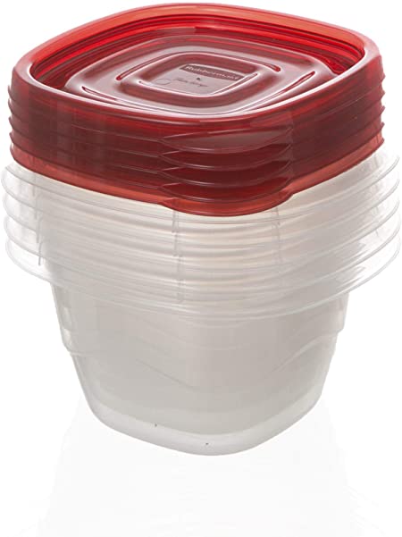 Rubbermaid TakeAlongs Mini Deep Square Food Storage Containers, 2.1 Cup, Tint Chili, 5 Count FG7H93CATCHIL