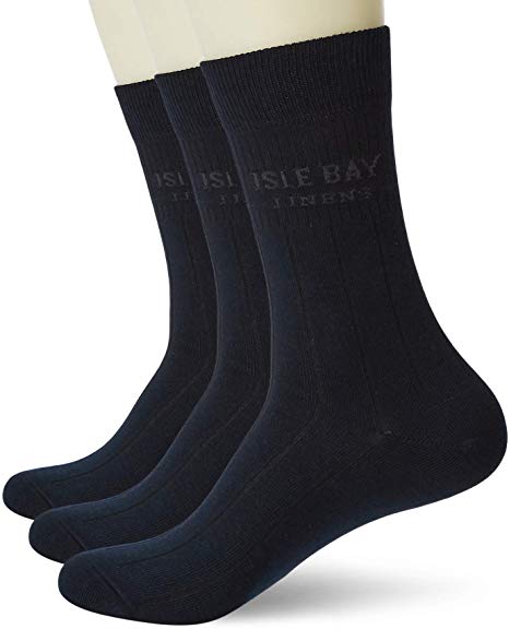 Isle Bay Linens Men's Hemp Cotton Business Dress Crew Socks Moisture Wicking,Size 8.5-11.5,3 Pairs