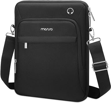 MOSISO 12.9 inch 360 Protective Tablet Sleeve Compatible with iPad Pro 12.9 inch M2 M1 2022-2018, Surface Pro 9/8/7/6/X, Carrying Case with Front 2 Pockets & Earphone Hole, Black