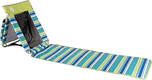 Coleman Utopia Breeze Reclining Beach Mat with Built-in Cooler, Foldable Beach Mat with Mesh Back and Shoulder Straps for Beach, Pool, Picnic or Backyard Relaxation