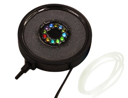 JS LIGHTINGAquarium Fish Tank Air Bubble Disk Bubble Air Stone with 12 Multi-color Underwater Changing LED Light