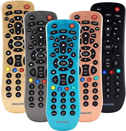 Philips Universal Remote Control for Samsung, Vizio, LG, Sony, Sharp, Roku, Apple TV, RCA, Panasonic, Smart TVs, Streaming Players, Blu-ray, DVD, Simple Setup, 3 Device, Blue, SRP3249B/27