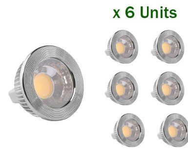 6-Pack of Golden Sun UL-Listed 5 watt MR16 GU5.3 Bi Pin LED COB Spot Bulb, 50W Equivalent, AC/DC 12V, 90 Degree, Dimmable with LED compatible dimmer and transformer, Recessed Lighting, Track Lighting, 2" Height, 4000K Natural White