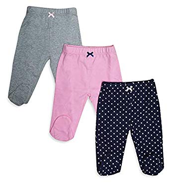 Spasilk Baby Boys 3 Pack Cotton Footed Pants