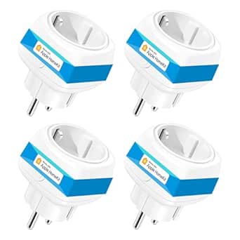 meross Prise Connectée Mini (Type F), Lot de 4 Prise WiFi Compatible avec Apple Home, Alexa, Google Home et SmartThings, 10A Prise Intelligente avec Commande Vocale et Contrôle à Distance