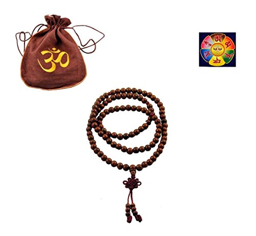 Tibetan Buddhist Red Lotus Seeds Prayer Beads Mala with a Free Hinky Imports Om Hemp Gift Bag