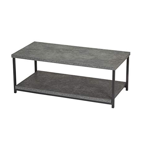 Household Essentials 8099-1 Coffee Table with Storage Shelf | Faux Slate Concrete