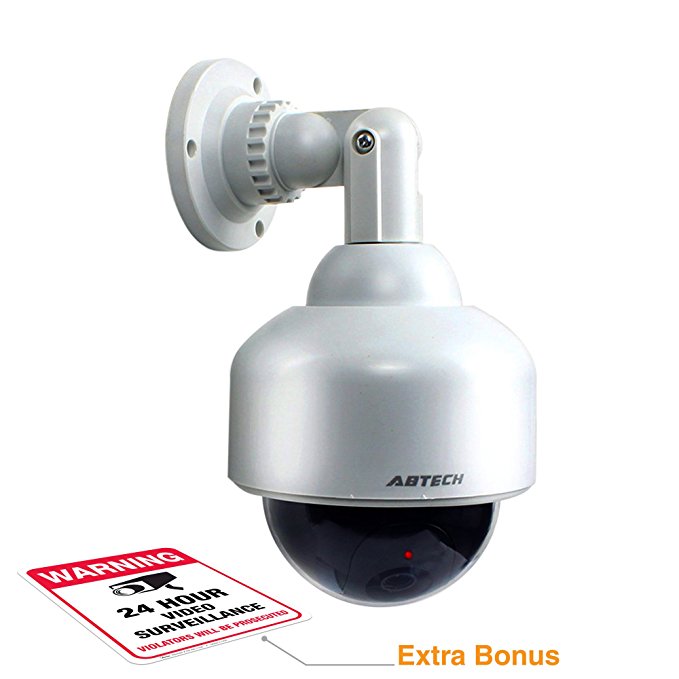 Fake Security Camera, Dummy Dome Shaped Decoy Realistic Look Surveillance System   Bonus Warning Sticker Indoor/Outdoor Use, Perfect for Businesses & Shops- by Armo
