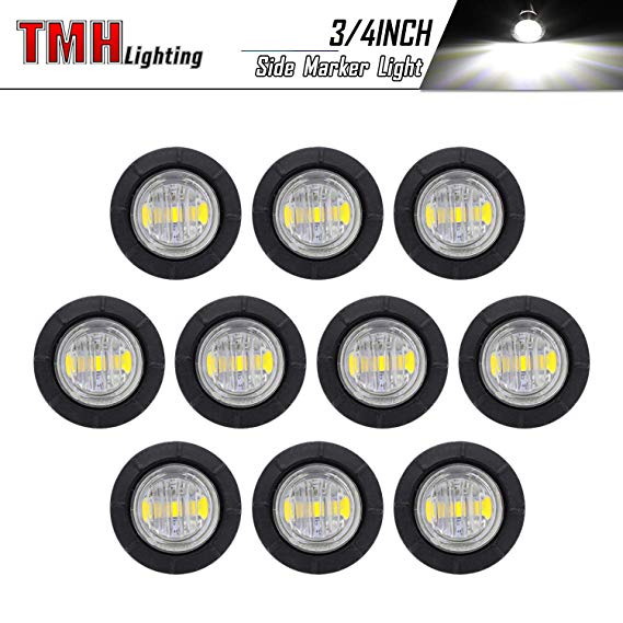 10 Pcs TMH 3/4" Inch Mount White LED Clearance Markers Bullet Marker lights, side marker lights, led marker lights, led side marker lights, led trailer marker lights, trailer marker light