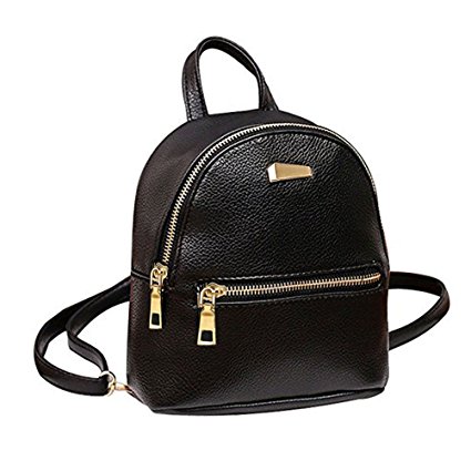 Donalworld Girl Floral School Bag Travel Cute PU Leather Mini Backpack Black3