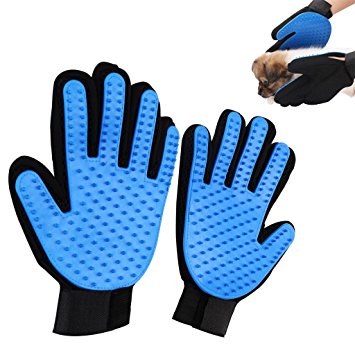 Pet Grooming Glove - Pet Hair Remover Glove -Vilcome Gentle Deshedding Brush Glove - Efficient Pet Hair Remover Mitt - Massage Tool with Enhanced Five Finger Design - Perfect for Dogs & Cats (1 Pair)