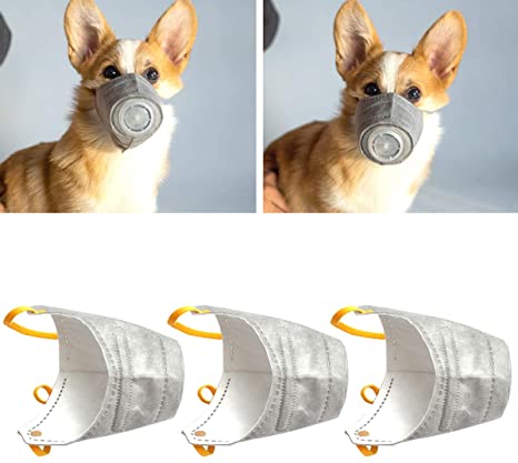 tchrules Dog Protective Muzzle Mask,Stereoscopic Cotton Cloth Adjustable Breathable Anti Fog Smoke PM2.5 Puppy Mouth Guard Mask Cover with Adjustable Strap Inner Steel Ring for Small Medium Dog