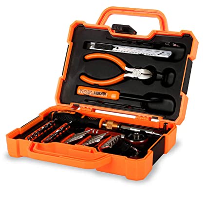 Jakemy 47 In 1 Professional CR-V Screwdriver Household Maintenance and Disassembly Tool Kit Set with Sturdy ABS Plastic Box (Black and Orange)