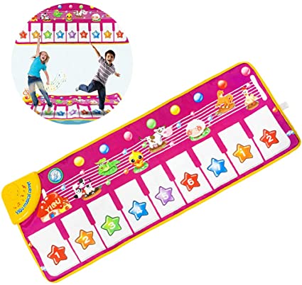 Leaflai Piano Dance Mat, Baby Musical Carpet Mat Touch Play Keyboard Blanket Educational Music Instrument Funny Gifts for Toddlers Infant Kids