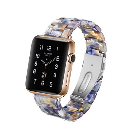 Herbstze for Apple Watch Band 38mm/40mm, Fashion Resin iWatch Band Bracelet with Metal Stainless Steel Buckle for Apple Watch Series 4 Series 3 Series 2 Series 1 (Ice Blue)