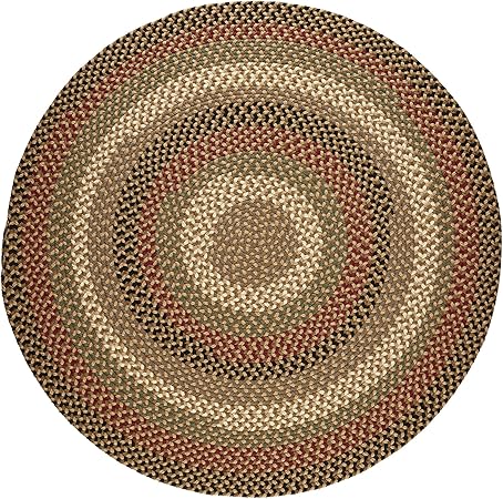 Super Area Rugs Santa Maria Braided Rug Indoor Outdoor Rug Washable Reversible Patio Deck Carpet, Natural Earth, 6' X 6' Round