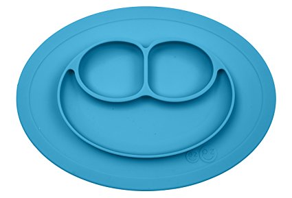 ezpz Mini Mat - One-piece silicone placemat   plate (Blue)