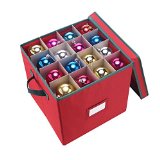 Elf Stor Premium Red Christmas Ornament Storage Chest Holds 64 Balls w Dividers