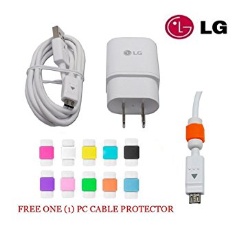 Original LG Travel Adaptive Fast Charger MCS-H05WP MCS-H05WR For LG G4, V10, G Flex 2 with 4 ft Fast Charging Cable   CABLE PROTECTOR INCLUDED - USA Seller