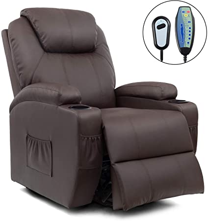 Homall VC-LR84LMP8 Power Lift Recliner Chair with Massage Single Living Room Huge Thick Padded Heating Function Sofa Seat, Brown