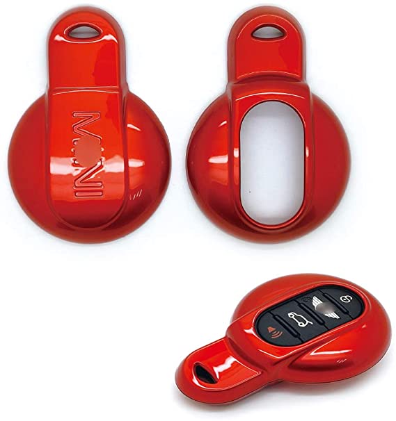 carmonmon Smart Remote Keyless Entry Paint Color Shell Key Case Cover Fit for BMW Mini Cooper 3/4-Buttons (Gloss Red)