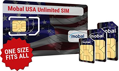 USA Unlimited SIM Card by Mobal. Unlimited Data & Texts. One month, only $35!!