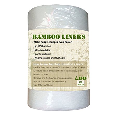 LBB(TM) Bamboo Biodegradable Flushable Diaper Nappy Liners