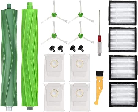 Replacement Parts Compatible for iRobot Roomba i7 i7  i3 i3  i4 i6 i6  i8 i8  J7 J7  Plus Vacuum Cleaner,1 Set Roller Brushes 4 Filters & 4 Side Brushes 4 Bags