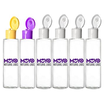 MoYo Natural Labs Large 3.4oz TSA Approved Squeezable Clear Travel Size Bottle Pack with Flip Cap 5 out of 5 Stars BPA Free Empty Travel Bottle Kit Made in USA Qty 6
