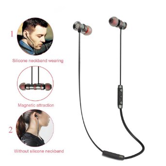 Sport Bluetooth Headphones Bass Sound 41 Wireless Bluetooth Stereo headset Earphone Earpiece Earbud With Noise Isolating A2DP Apt-x Microphone Lightweit Neckband And Magnet AttractionBlack-Black