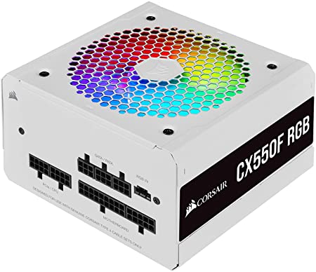 Corsair CX550F RGB, 550 Watt, 80 Plus Bronze, Fully Modular RGB White Power Supply