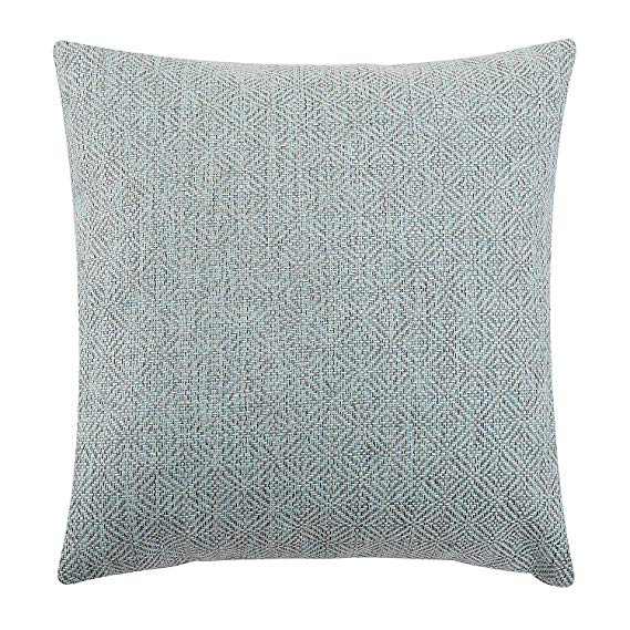 Jepeak Burlap Linen Throw Pillow Cover Rhombus Pattern Cushion Case, Solid Thickened Farmhouse Modern Decorative Square Luxury Pillow Case for Sofa Couch Bed (Light Cyan/Grey, 16 x 16 Inches)