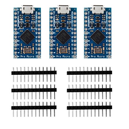 KOOKYE 3PCS Pro Micro ATmega32U4 5V/16MHz Module Board with 2 row pin header for arduino Leonardo Replace ATmega328 Arduino Pro Mini