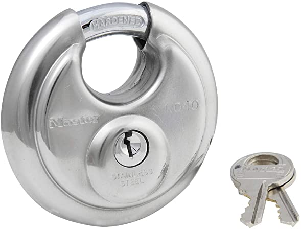 Master Lock 40DPF Round Padlock with Shielded Shackle, 2-3/4-Inch, Stainless Steel