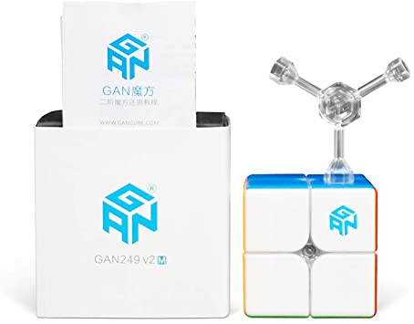 GAN 249 V2 M, 2x2 Magnetic Speed Cube Gans 249M Mini Cube Magic 2x2x2 Puzzle Toy (Stickerless)